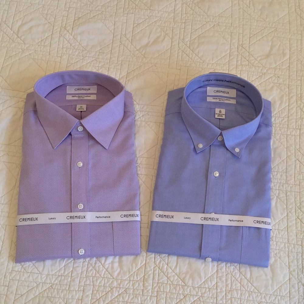 Cremiux Blue and Purple Long Sleeve Button Down Collared Shirts Size 17/33